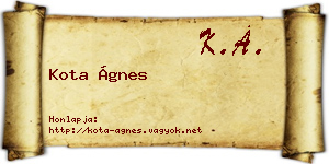 Kota Ágnes névjegykártya